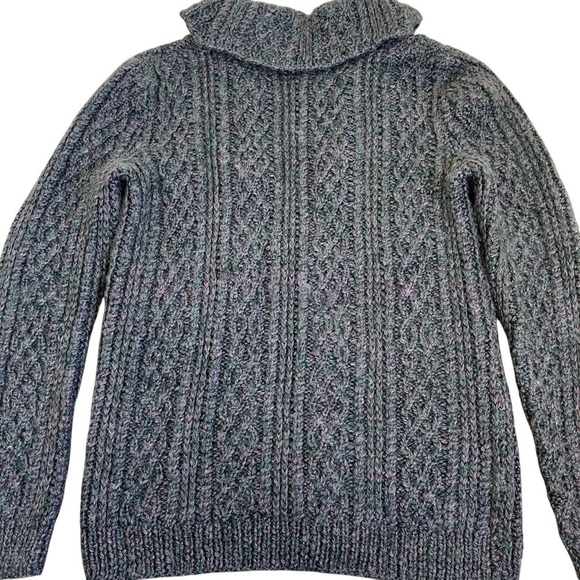 Vintage Mohair Blend Hand Knit Cardigan Sweater Fisherman Cable Knit Cozy Sz S - Picture 12 of 16